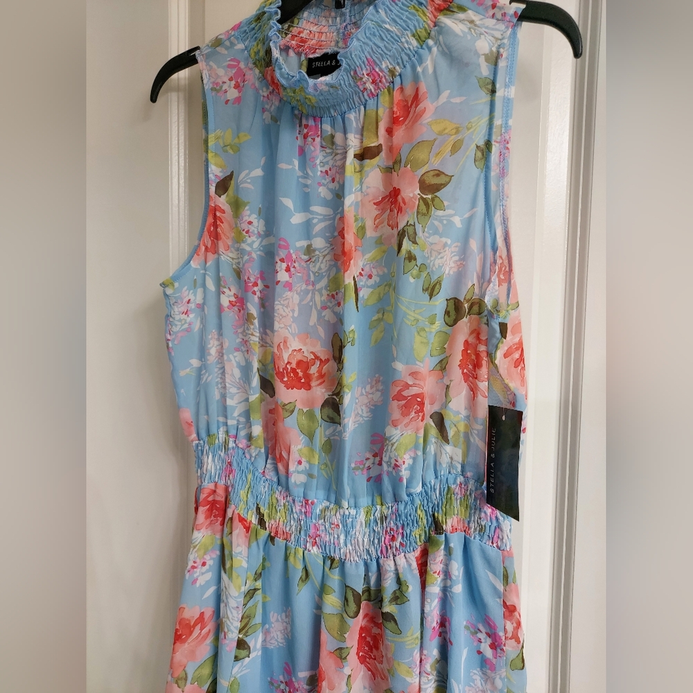 NWT Stella & Julie Floral Dress in Blue and Pink - Picture 7 of 12
